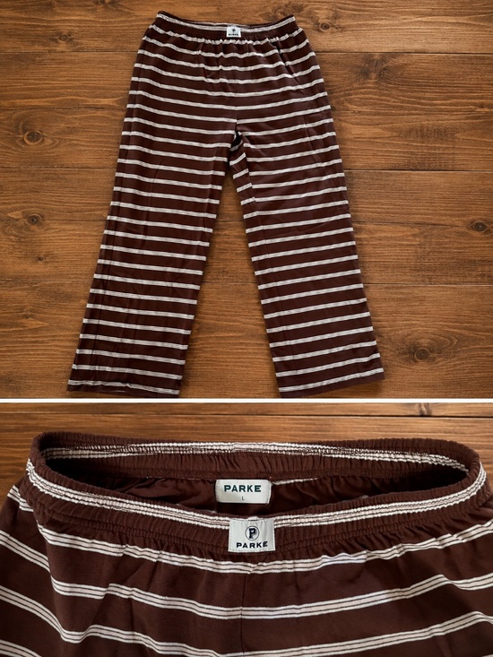 Parke Pants - Parke Striped Cotton Boxer Pants Mocha Stripe / L
